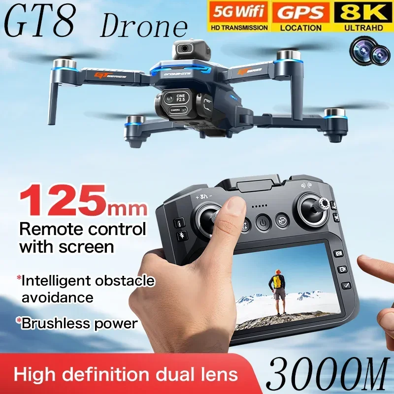 Dji Mini Drone - Drone GT8 con Evitamento Ostacoli, Schermo