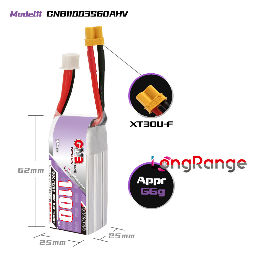 GNB 1100mAh 2S 3S 4S 6S 60C/12 - Lipo Battery 6S recensione e prezzo