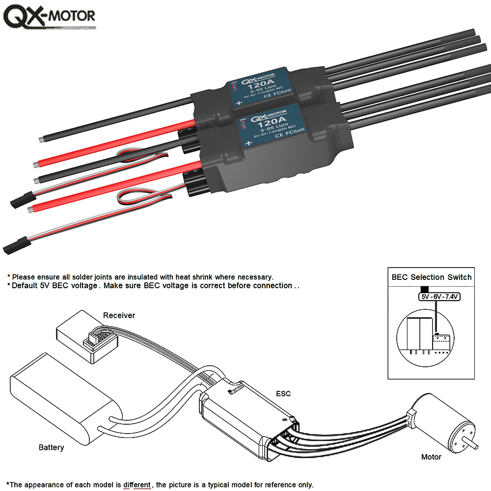 QX-MOTOR 120A ESC 5A BEC 3-6S  - Lipo Battery 6S recensione e prezzo
